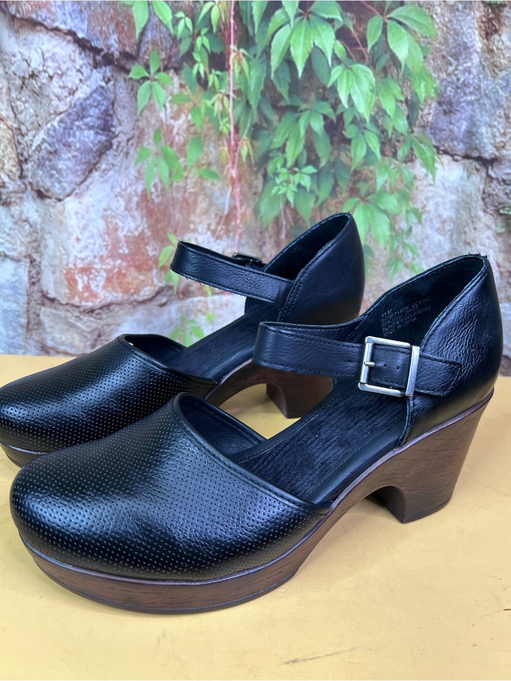 BOC Black Perforated Y2K Style Platform Boho Mary Jane Clogs, 11 - Picture 2 of 11